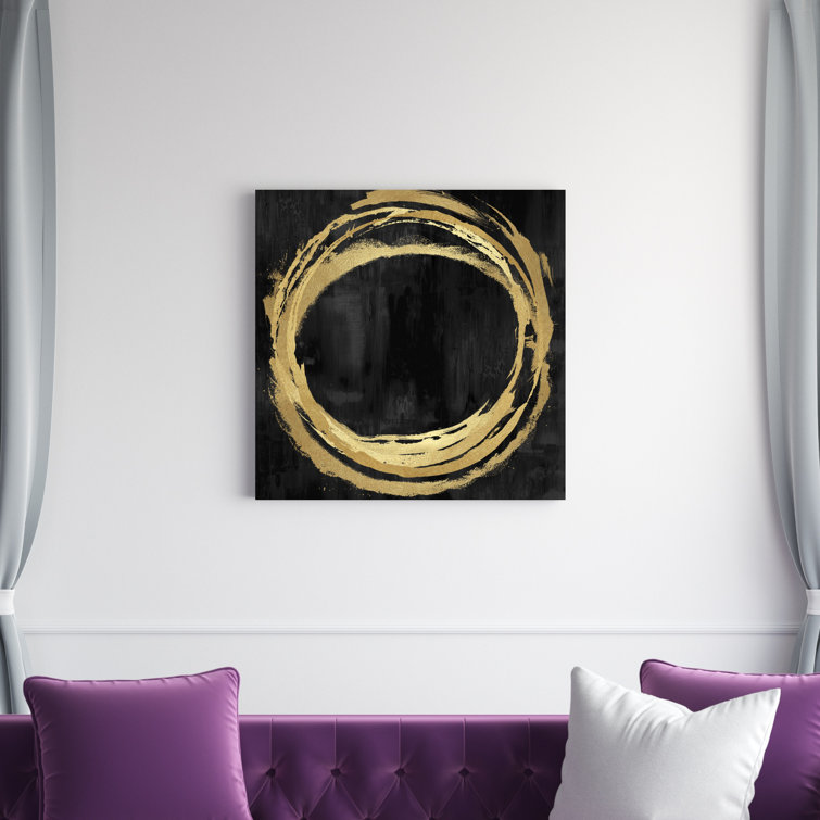 Black and Yellow Circle Abstract 1 - Wrapped Canvas Graphic Art Willa Arlo Interiors Size: 30 H x 30 W x 1.25 D