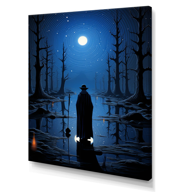 Mélodie touareg bleue au clair de lune, Toile tendue, H 44 po x l 34 po x P 1,5 po