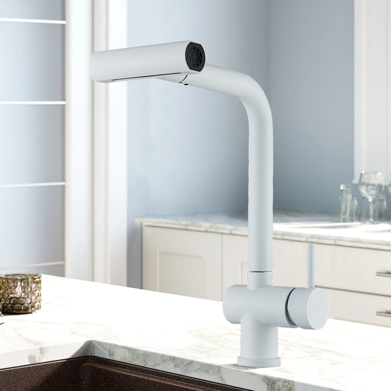 Waterfall Kitchen Faucets with Pull Down Sprayer, Three Function Sprayer Single Handle Sink Faucet 1 Hole Installation, 360°Rotatable Kitchen Sink Faucet