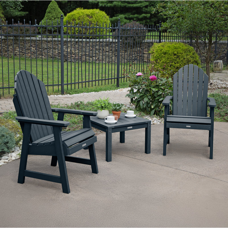 Chaise Adirondack en plastique avec table Anette, Bleu fédéral