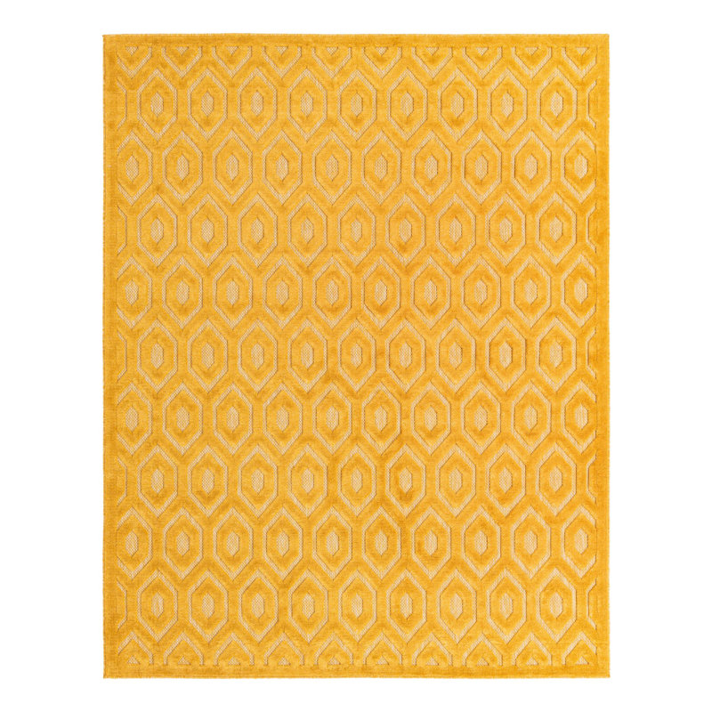 Tapis intérieur / extérieur jaune Griffing, Rectangle 7 pi 10 po x 10 pi