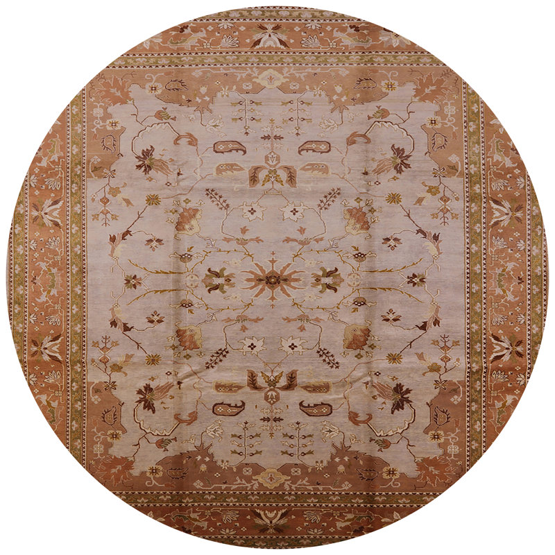 Tapis brun à motif oriental, Rond 8 pi