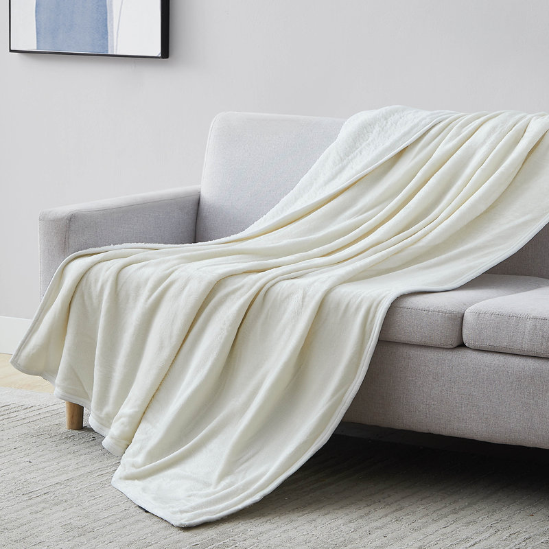 Southshore Fine Linens Oversized Cozy Microfleece Bed Blanket and Throws, Throw, Cream