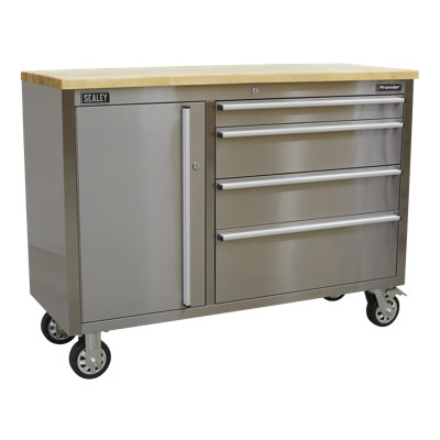 37.4" H x 48.03" W x 18.11" D Stainless Steel Mobile Tool Cabinet
