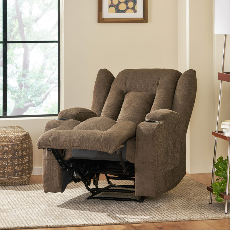 Nonda Upholstered Recliner, Brown Polyester