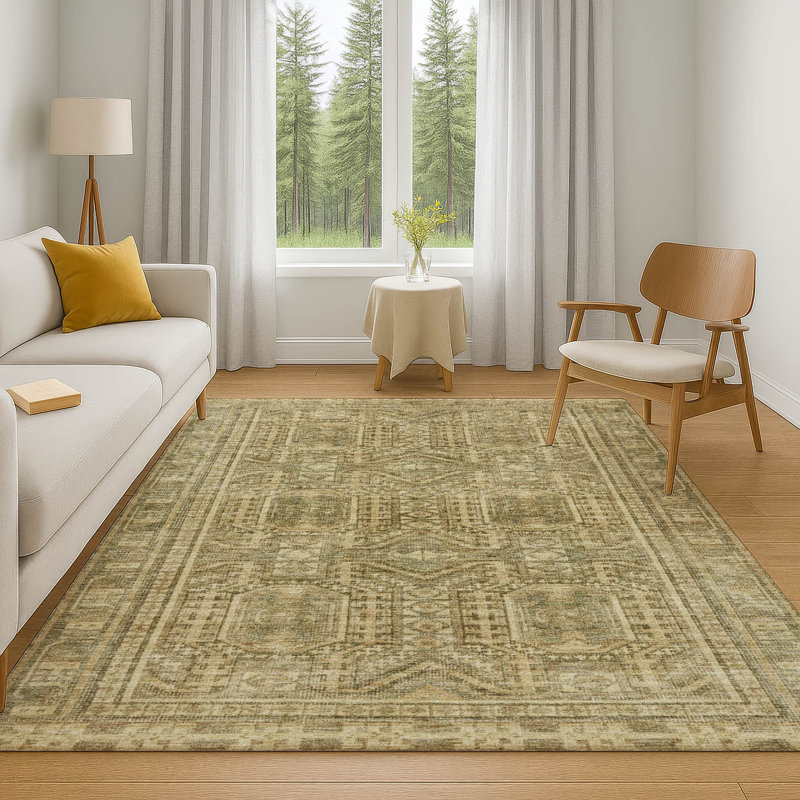 Premium Machine Washable Mayfield Border Rug, Rectangle 9' x 12'