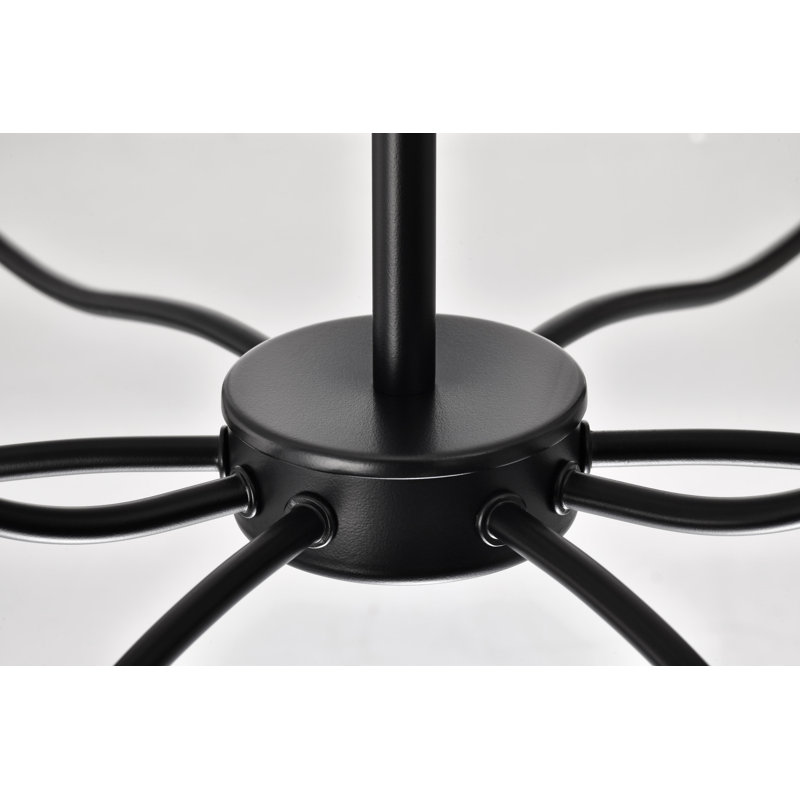 Liam Chandelier Opal Glass, 20.88" H x 30" W x 30" D, Matte Black, 9 Lights