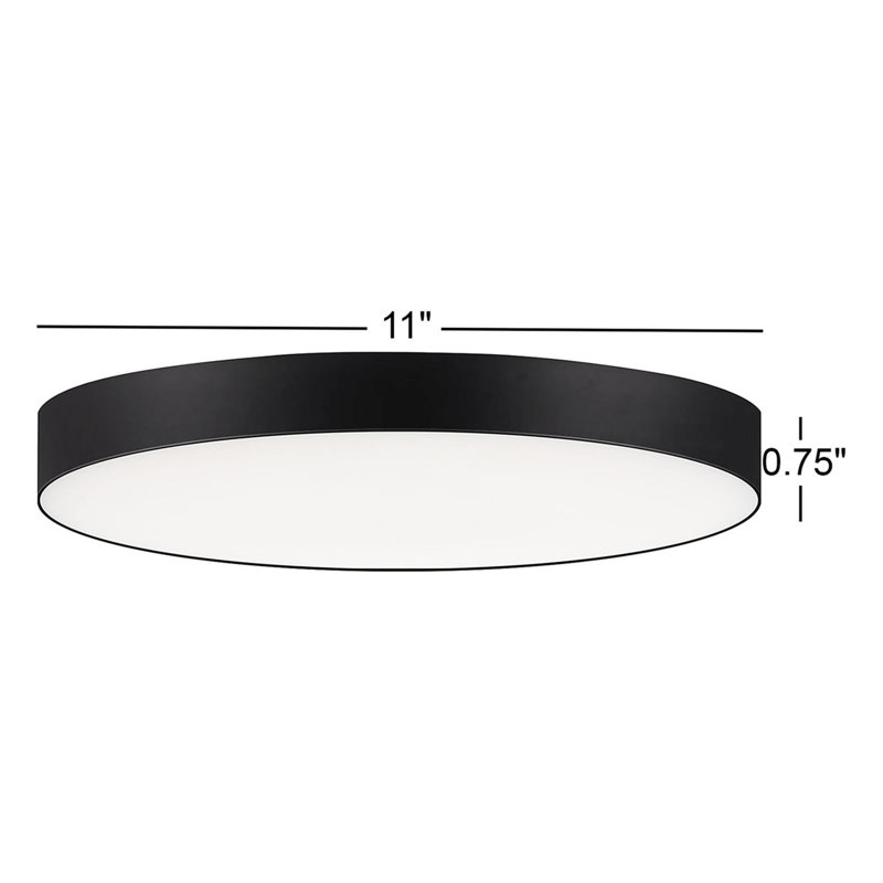 Plafonnier encastré simple à 1 lumière DEL Warrenton, H 0,75 po x l 11 po x P 11 po, Noir