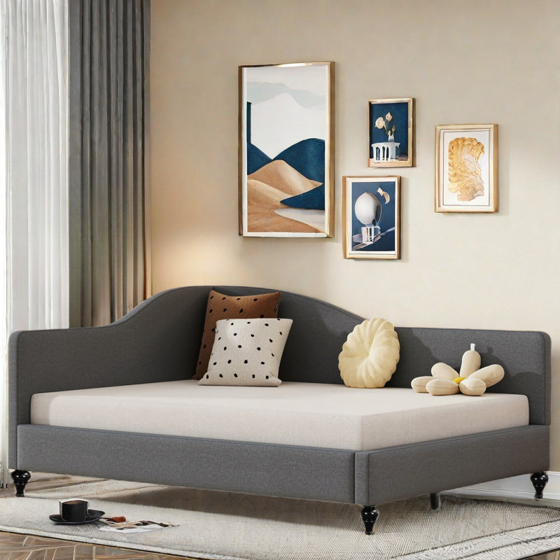 Woothen  Daybed With Solid Wood Legs, Gray, Full/Double