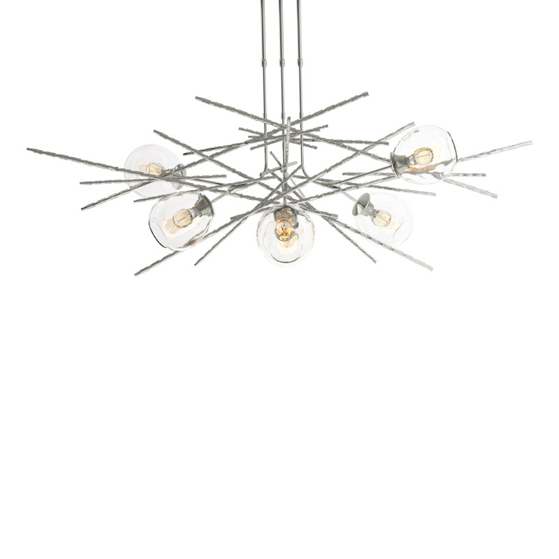 Griffin 6 - Light Sputnik Sphere Chandelier, XLong: 32.3" to 71.3", Clear Glass, Sterling