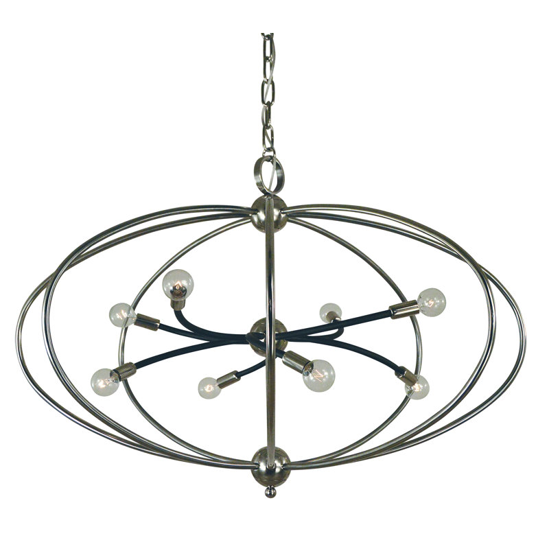 Camareon 8 - Light Geometric Chandelier, Polished Nickel