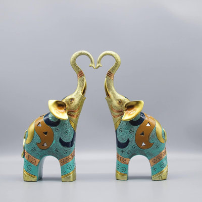 Figurine 2 pièces statues éléphant doré