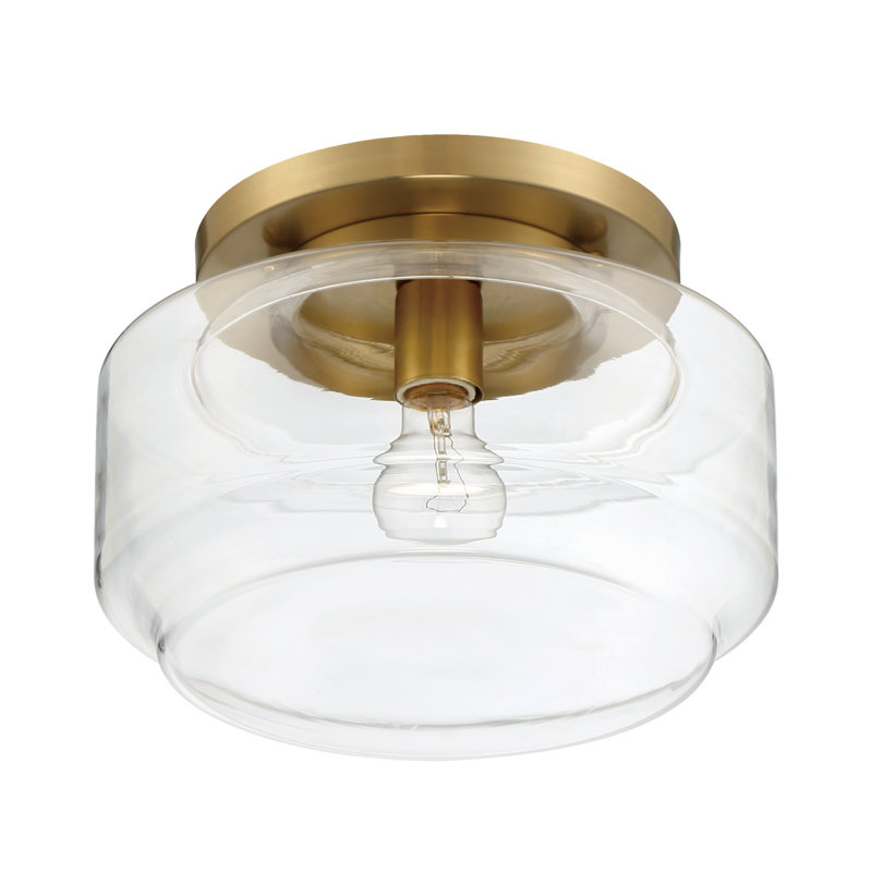 Plafonnier semi-encastré 1 lumière Peri, H 8po x l 12 po x P 12 po, Laiton