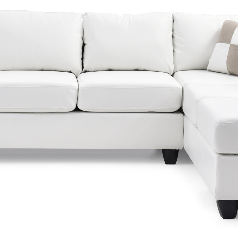 Sectional (Without Ottoman), White Faux Leather