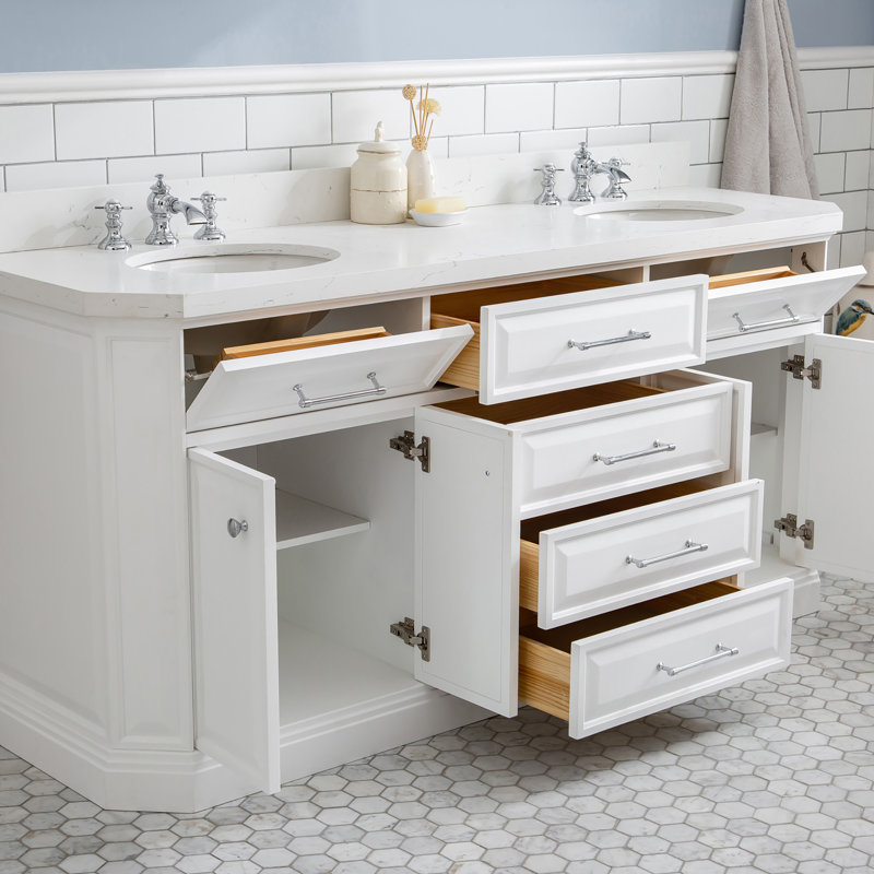 Palace 72'' W Double Vanity, Pure White, Polished Chrome