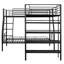 Lit simple superposé au-dessus d'un lit double en métal avec tablette - noir, coffre-fort et élégant Loft superposé en forme de L noir et 4 sections