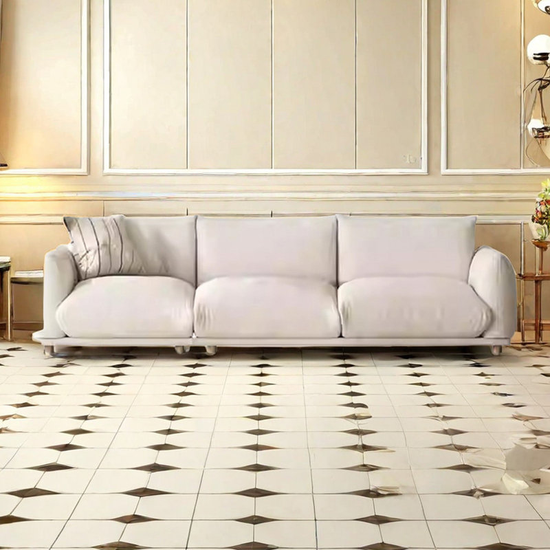 Canapé en tissu Wabi-Sabi, Blanc, H 28,34 po x l 102,36 po x P 37 po