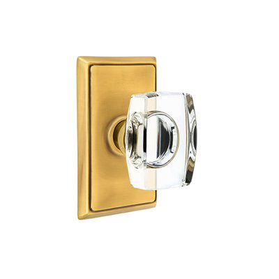 Emtek Privacy Knobset w/ Rectangular Rosette and Windsor Glass Knob