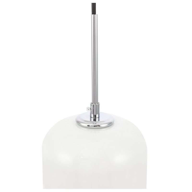 Luminaire suspendu à bocal unique à 1 lumière Drinkard, H 9,2 po x l 7,3 po x P 7,3 po, Chrome, Blanc givré
