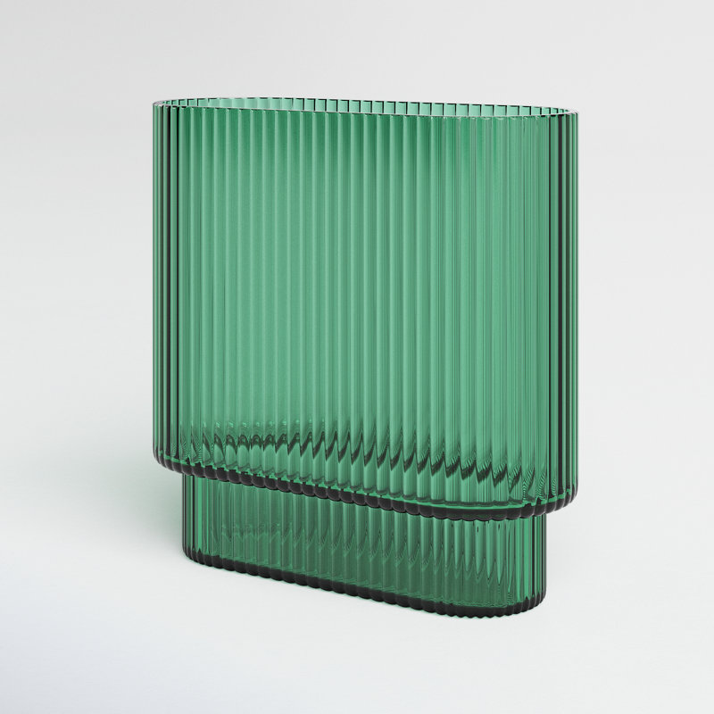 Emerald Green Art Deco Glass Table Vase