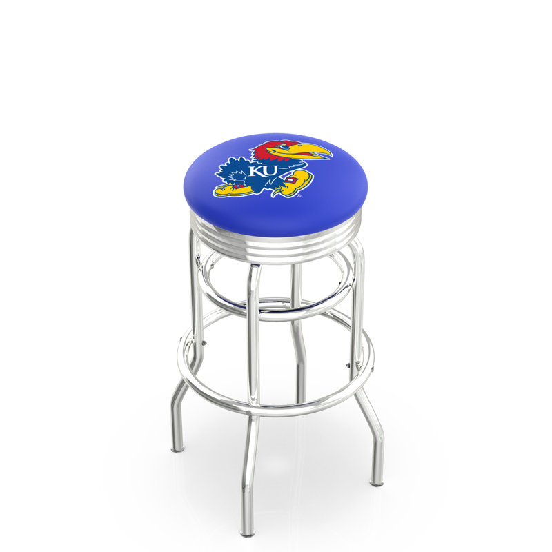 Tabouret de bar Logo Series, Tabouret de comptoir (siège d'une hauteur de 25 p, Double anneau chromé, Université du Kansas