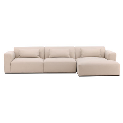 Brooklyn Polyester Upholstered Chaise Sectional, Mohair Cream