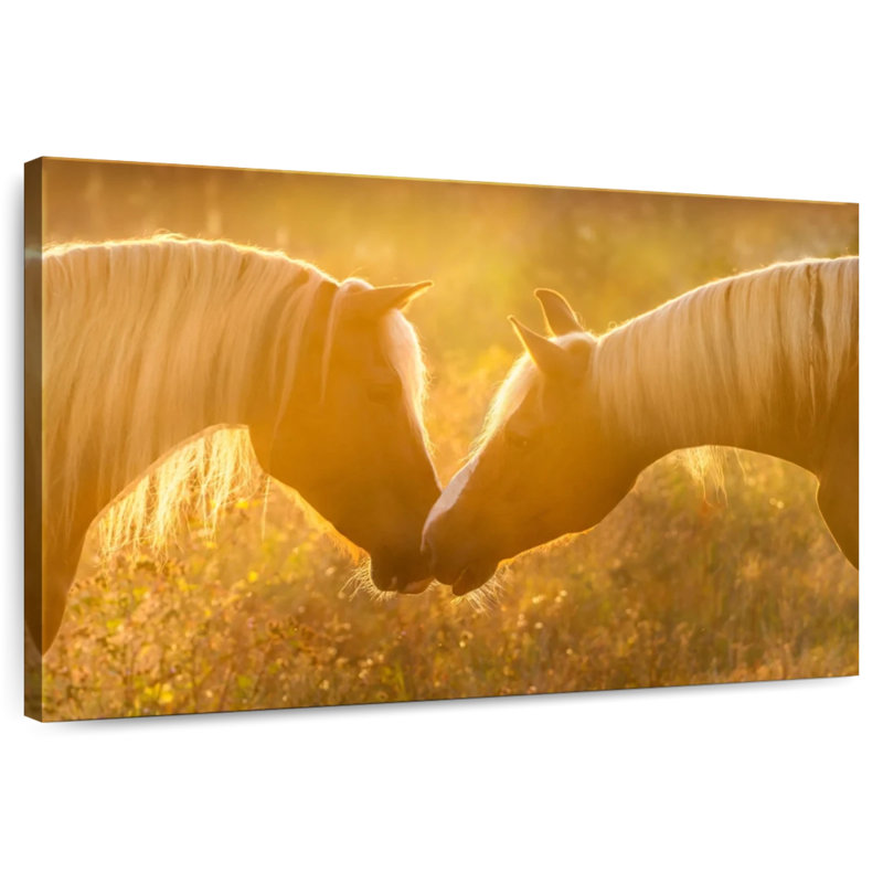 Hardie, coucher de soleil romantique, chevaux, H 8 po x l 12 po