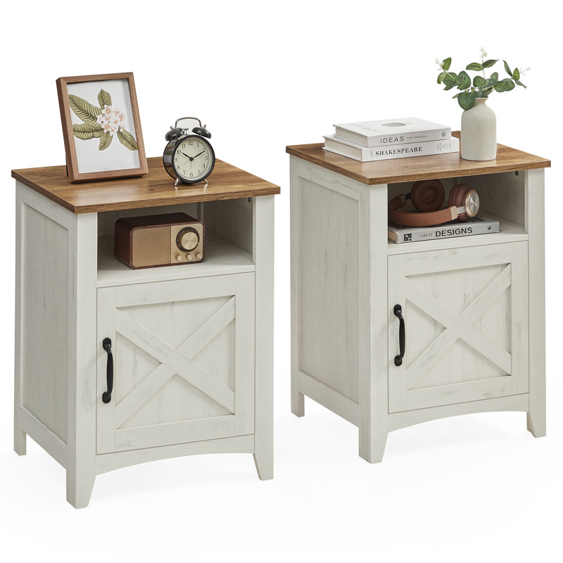 Carthell 17.7'' W Nightstand, White/Honey Brown