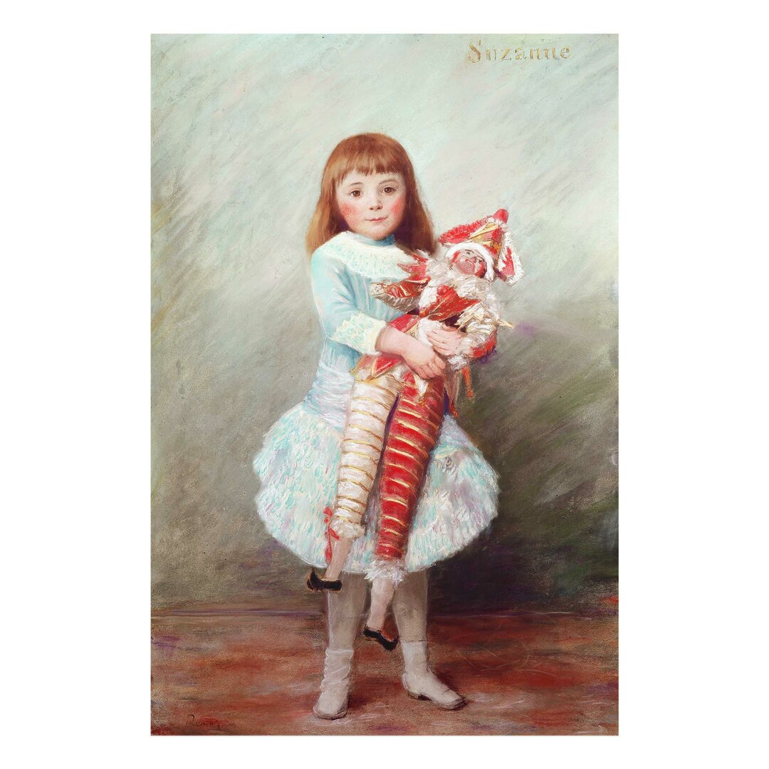 Glasbild Suzanne with Harlequin Doll von Pierre-Auguste Renoir