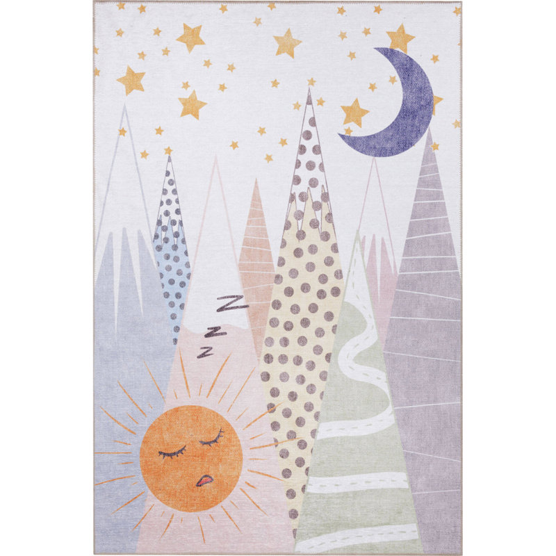 Tapis décoratif coloré Sun Stars, Tapis de couloir 2 pi 6 po x 5 pi