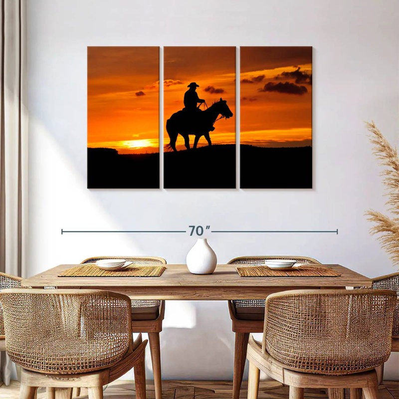Coucher de soleil à cheval Mehar, H 36 po x l 57 po