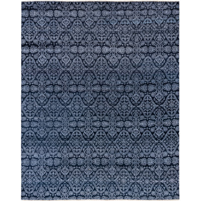 Tapis noué à la main de conception unique Richey - noir, 8 pi 2 po x 10 pi 2 po