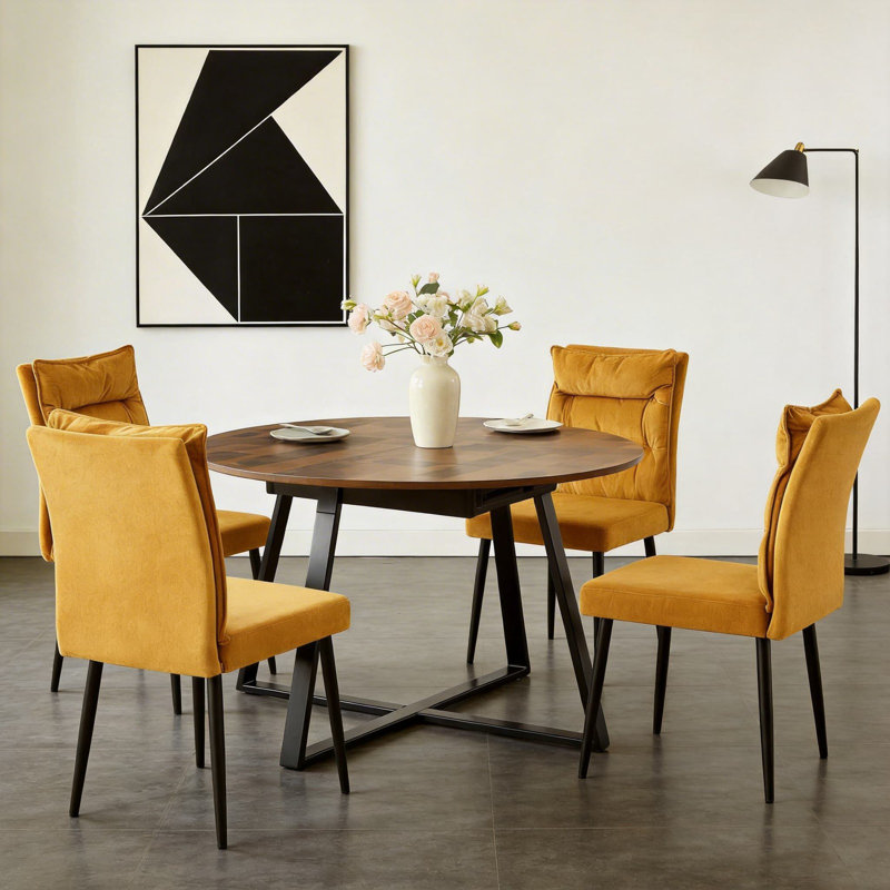 Dining Set, 4 Brown Chair