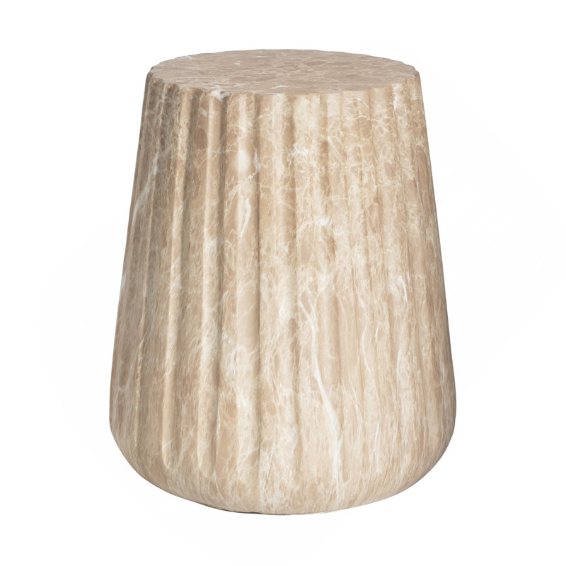 Outdoor Cleme Carved Side Table, Beige