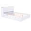 Grand lit plateforme avec rangement gigogne simple TG, construction en bois massif blanc et solide, construction de gigognes et de gigognes pour chambre à coucher, tête de lit fonctionnelle