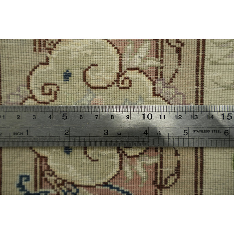 Tapis de couloir traditionnel ivoire et saumon 3 x 13