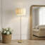 Lampe sur pied moderne en laiton avec abat-jour tambour en tissu 65 po Estelle, ampoule incluse