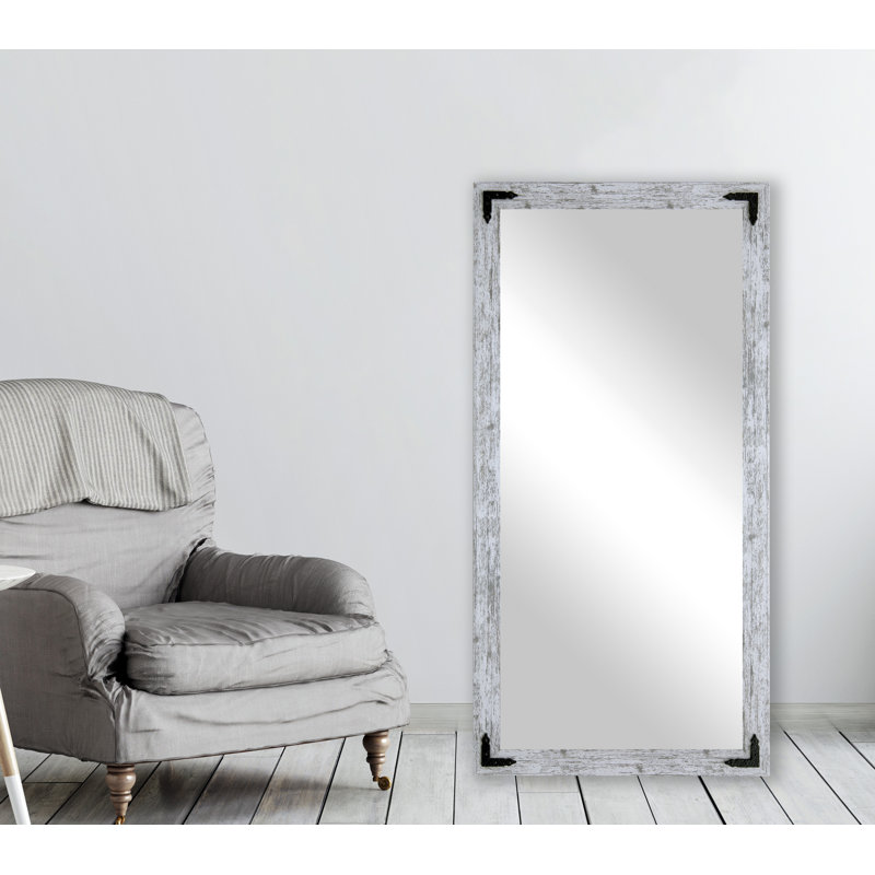 Miroir pleine grandeur Capirano, H 66 po x l 31 po, Blanc patiné