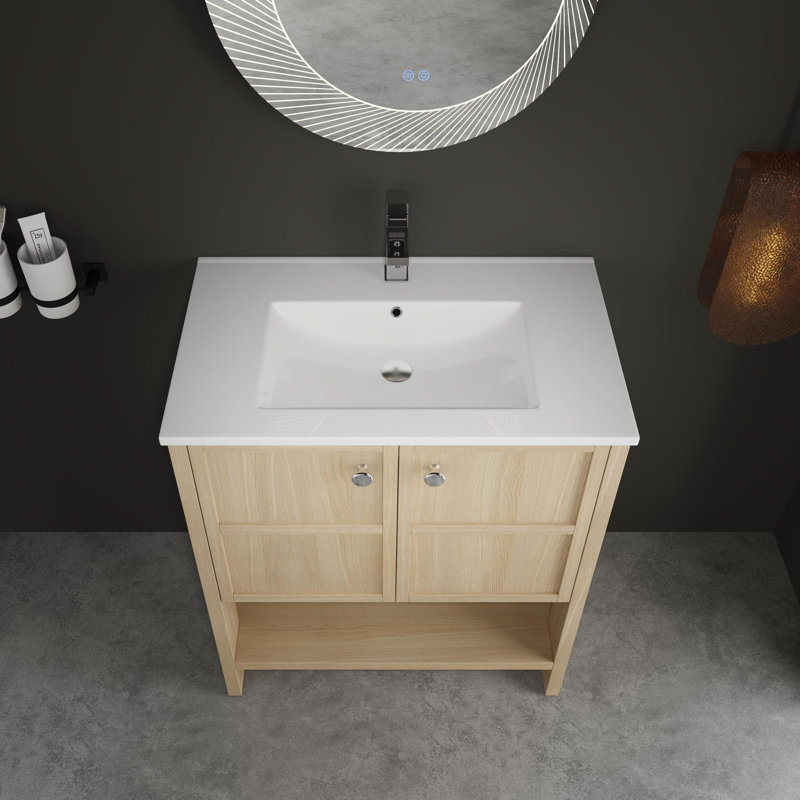 Meuble-lavabo autoportant avec lavabo en céramique