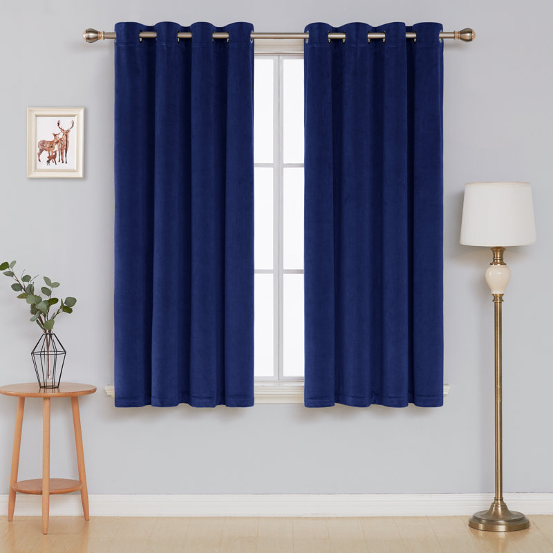 Faroe Blackout Curtain Pair, Navy Blue, Width 117 x Drop 229 cm