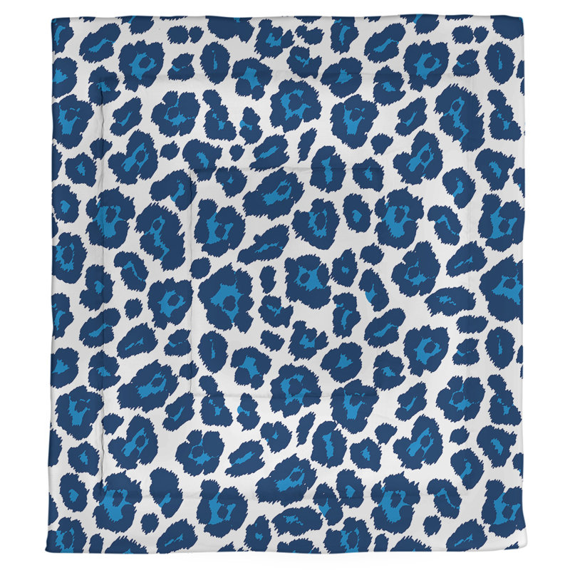 Polyester Animal Print Comforter, King Comforter, White/Dark Blue