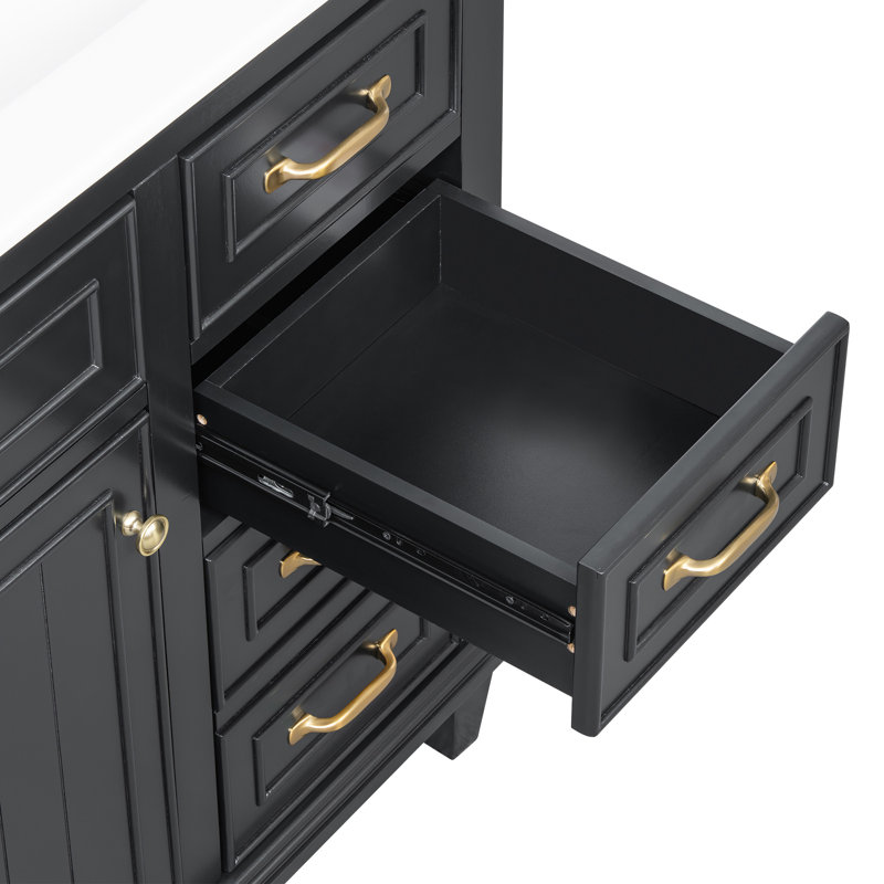 Meuble-lavabo 36 po avec comptoir en céramique, Noir