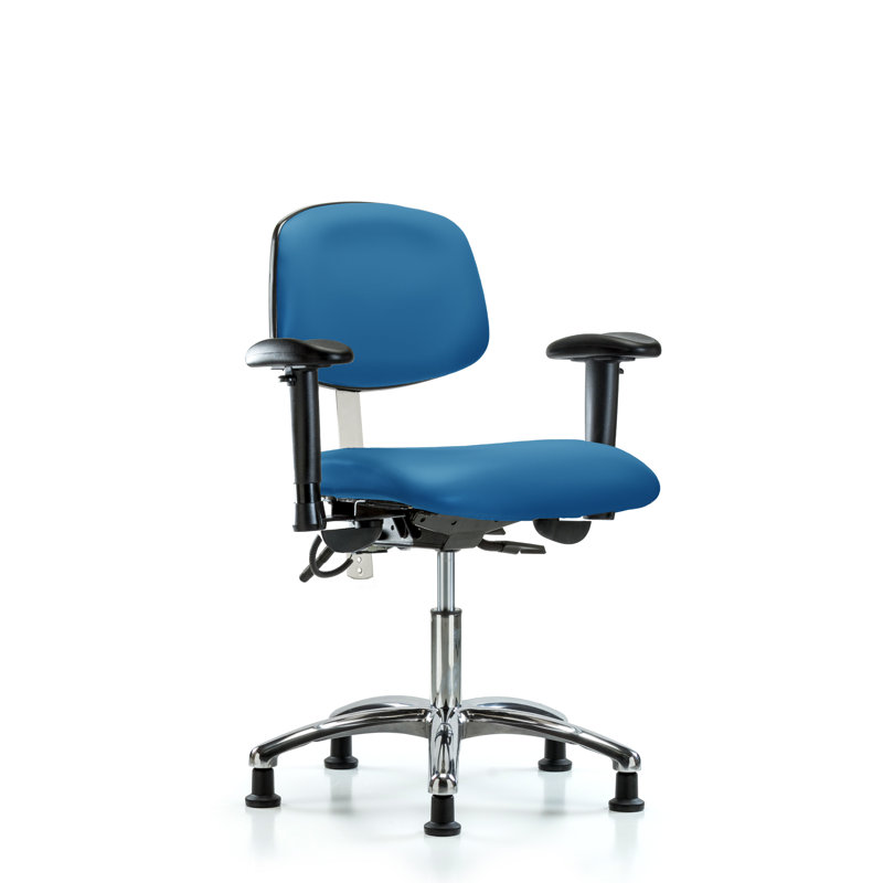 Neve Vinyl Task Chair, Blue, Glides, Included