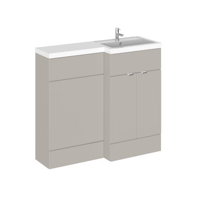Hudson Reed Fusion 1000mm Pebble Grey 2 Door Floor Standing Right-Hand Combination Unit With Basin