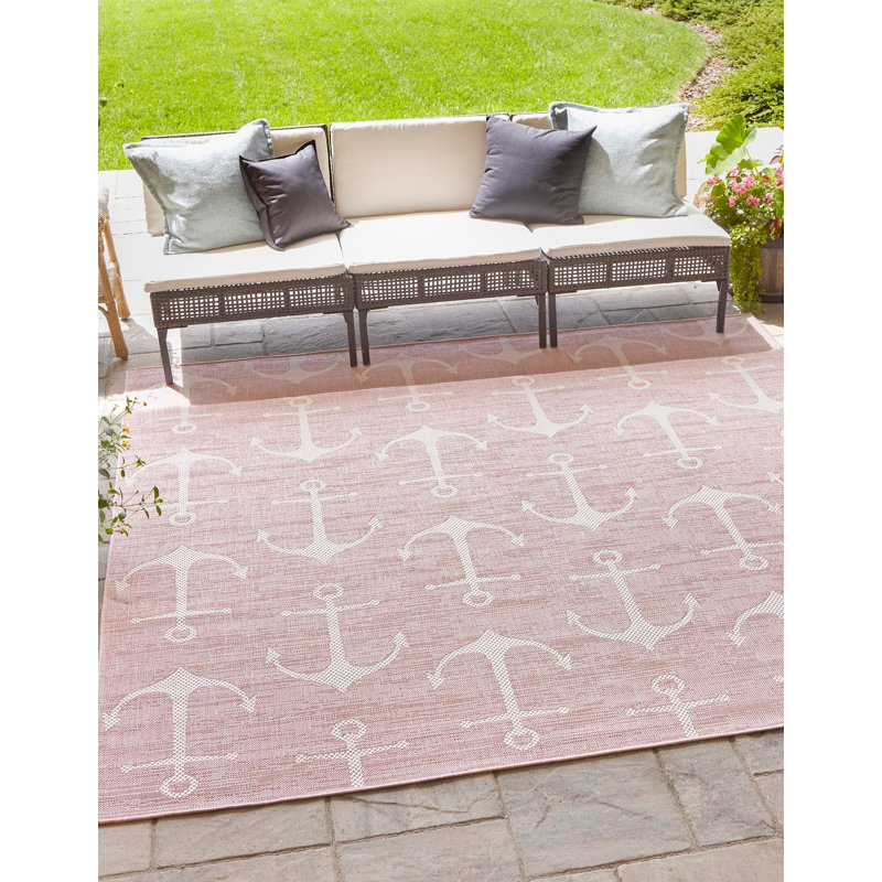 Tapis intérieur / extérieur Brentwood, Rose, Carré 5 pi 3 po