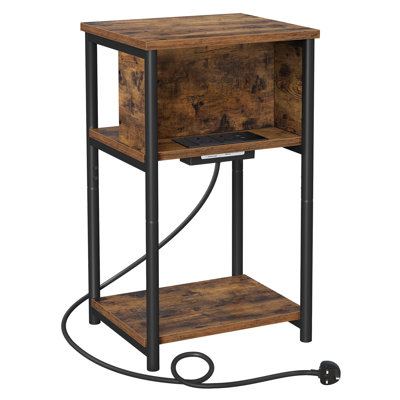 Four Leg Rectangular Side Table with Built-In Outlets