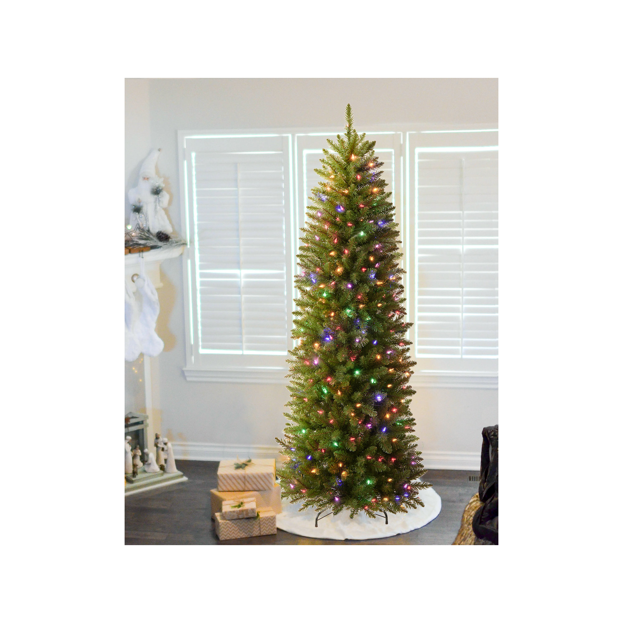 Lighted Artificial Spruce Christmas Tree, 9', Multicolored