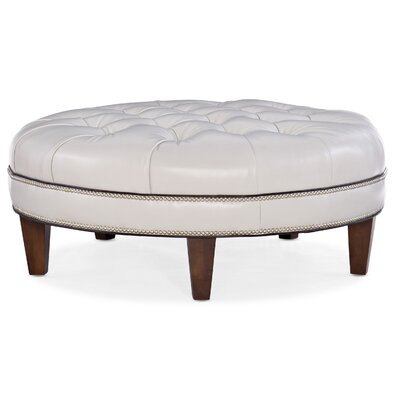 XL Well-Rounded 42.5"" Wide Genuine Leather Tufted Round Cocktail Ottoman -  Bradington-Young, 807-RD-922100-28-TA-PL-NN