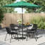 Carrol Square 4 - Person 80cm L Garden Tempered Glass Black Marble Coffee Table-501053856