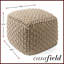 Pouf carré Casafield, repose-pieds rembourré en tricot de coton - naturel-1321536178-1328660994